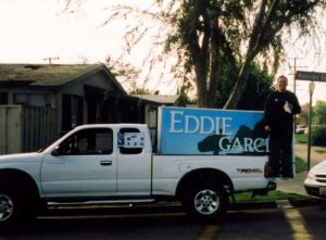 Campaigning for city council from the back of a pick-up truck in 2000. (Photo Courtesy of Patricia Rocha Malone)