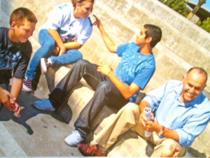 Talking with students during my 2008 campaign for the high school board (campaign photo)
